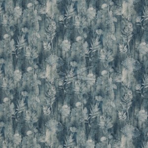 metráž - TEPLÁKOVINA - KMÍN na MODRÉM jeans š.150cm