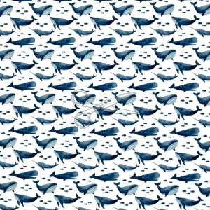 metráž - ÚPLET - VELRYBY š.150cm