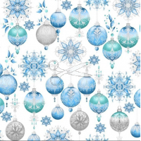 metráž - plátno VÁNOČNÍ - KOULE modré  š.160cm