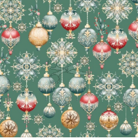 metráž - plátno VÁNOČNÍ - KOULE zelené  š.160cm