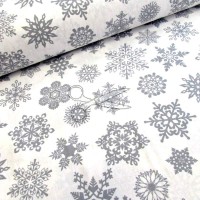 metráž - plátno VÁNOČNÍ - SNĚHOVÉ vločky ŠEDÉ na bílém š.240cm metráž - plátno VÁNOČNÍ - SNĚHOVÉ vločky ŠEDÉ na bílém š.240cm