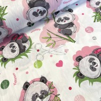 metráž - plátno PANDA růžová š.240cm metráž - plátno PANDA růžová š.240cm