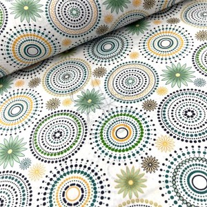 metráž - plátno MANDALA zelená š.240cm
