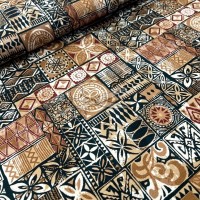 metráž - VISKÓZA - PATCHWORK hnědý š.150cm