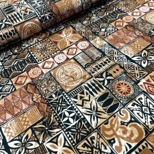 metráž - VISKÓZA - PATCHWORK hnědý š.150cm