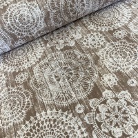 metráž - plátno MANDALA na HNĚDÉM š.240cm