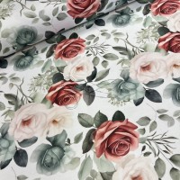 metráž - VODĚODOLNÁ dekorační - RŮŽE mentolová metráž - VODĚODOLNÁ dekorační - RŮŽE mentolová