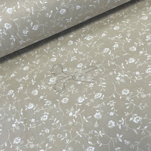 metráž - plátno KVÍTKA drobná na BÉŽOVÉM š.240cm