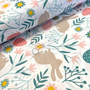 metráž - plátno VELIKONOČNÍ ZAJÍČEK mentolový š.240cm metráž - plátno VELIKONOČNÍ ZAJÍČEK mentolový š.240cm