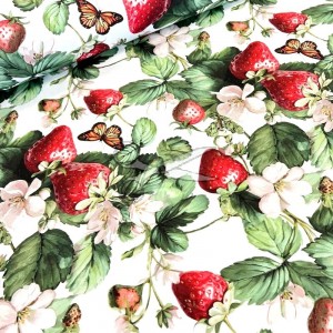 metráž - VODĚODOLNÁ dekorační - JAHODY metráž - VODĚODOLNÁ dekorační - JAHODY