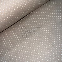 metráž - plátno PUNTÍČEK bílý na KÁVOVÉM š.240cm