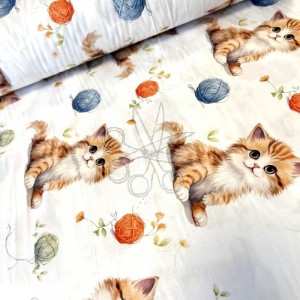 metráž - plátno KOŤÁTKA s KLUBÍČKEM š.240cm