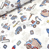 metráž - plátno DĚTSKÉ NÁŘADÍ a AUTA š.240cm