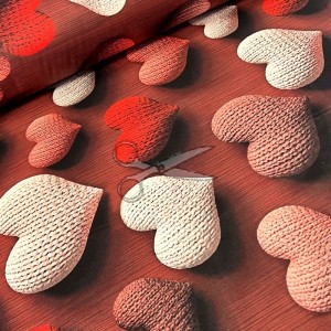 metráž - plátno 5D PLETENÁ SRDÍČKA š.240cm metráž - plátno 5D PLETENÁ SRDÍČKA š.240cm