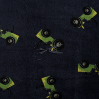 metráž - FLANEL FLEECE - TRAKTORY na MODRÉM