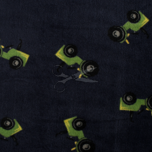 metráž - FLANEL FLEECE - TRAKTORY na MODRÉM metráž - FLANEL FLEECE - TRAKTORY na MODRÉM