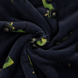 metráž - FLANEL FLEECE - TRAKTORY na MODRÉM metráž - FLANEL FLEECE - TRAKTORY na MODRÉM