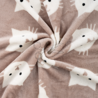 metráž - FLANEL FLEECE - KOČIČKA na HNĚDO BÉŽOVÉM