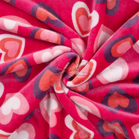 metráž - FLANEL FLEECE - SRDÍČKA růžová