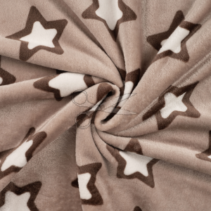 metráž - FLANEL FLEECE - HVĚZDIČKY hnědé metráž - FLANEL FLEECE - HVĚZDIČKY hnědé