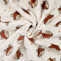 metráž - FLANEL FLEECE - LIŠKA s PUNTÍKY