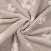 metráž - FLANEL FLEECE - KYTKA na HNĚDO BÉŽOVÉM