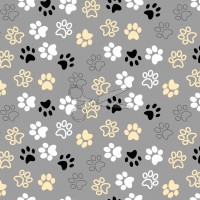 metráž - FLANEL FLEECE - TLAPKY na ŠEDÉM