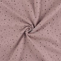 metráž - MUŠELÍN třpytivý s PUNTÍKY - STARORŮŽOVÝ