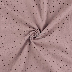 metráž - MUŠELÍN třpytivý s PUNTÍKY - STARORŮŽOVÝ