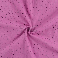 metráž - MUŠELÍN třpytivý s PUNTÍKY - RŮŽOVÝ jahodový