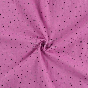 metráž - MUŠELÍN třpytivý s PUNTÍKY - RŮŽOVÝ jahodový