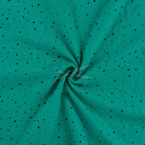 metráž - MUŠELÍN třpytivý s PUNTÍKY - MENTOLOVÝ tmavý metráž - MUŠELÍN třpytivý s PUNTÍKY - MENTOLOVÝ tmavý