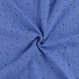 metráž - MUŠELÍN třpytivý s PUNTÍKY - MODRÝ