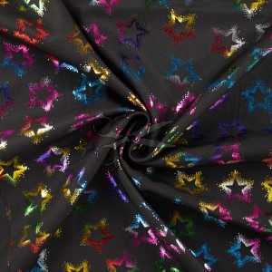 metráž - SOFTSHELL ZIMNÍ - HVĚZDIČKY duhové na ČERNÉM š.145cm metráž - SOFTSHELL ZIMNÍ - HVĚZDIČKY duhové na ČERNÉM š.145cm