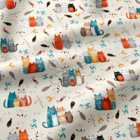 metráž - plátno KOČIČKY na VANILKOVÉM š.160cm metráž - plátno KOČIČKY na VANILKOVÉM š.160cm