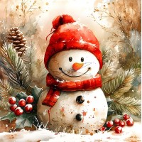 PANEL vánoční na polštář s veluru SNĚHULÁK PANEL vánoční - velur SNĚHULÁK