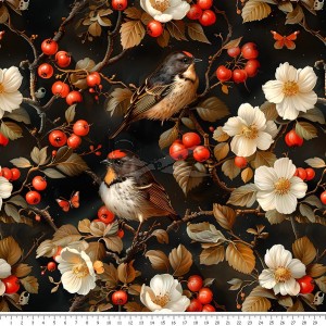 metráž - KOČÁRKOVINA - PTÁČEK s květem v JABLONI metráž - KOČÁRKOVINA - PTÁČEK s květem v JABLONI