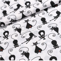 metráž - plátno KOČIČKA se SRDÍČKEM š.160cm