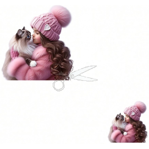 NAŽEHLOVAČKA  2ks - Holčička s kočičkou